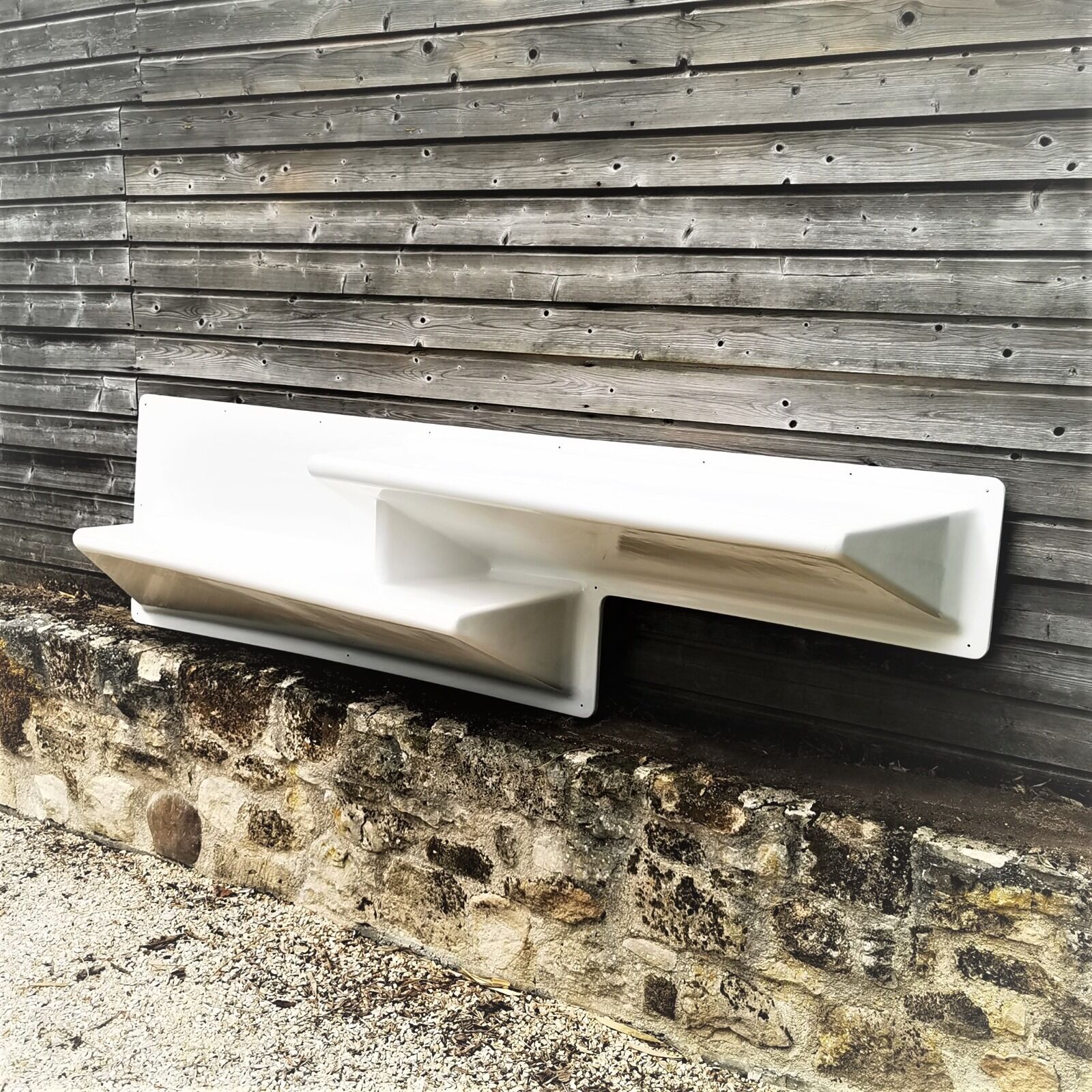 Space age shelf desk in white lay-glass fiber, circa 1970