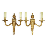 Pair of large wall lights, ram's heads, Louis XVI style - gilded bronze