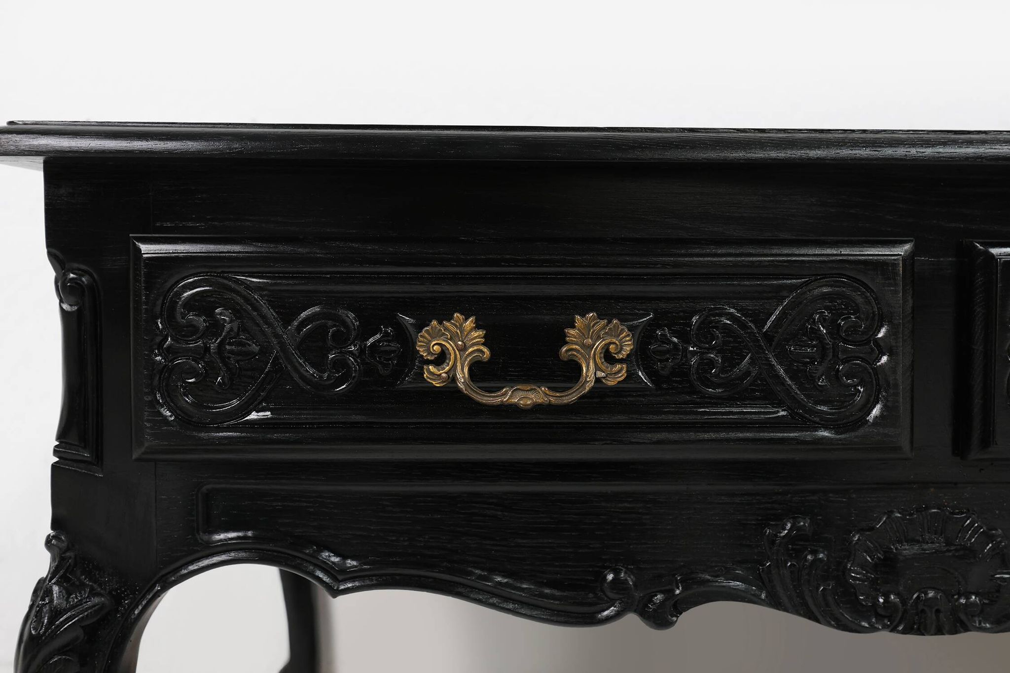 20th Century Louis XV style black low sideboard, France
