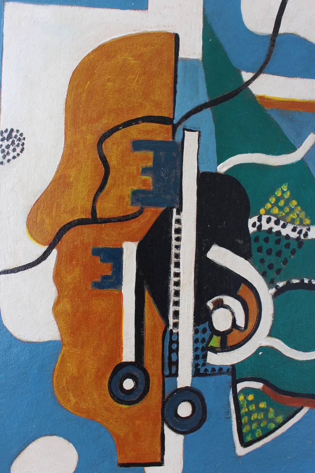 Peinture à l'huile abstraite VINTAGE 1959 | Cubisme moderne du milieu du siècle | Original S