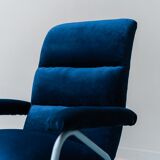Armchair velvet blue metal light blue 60s vintage