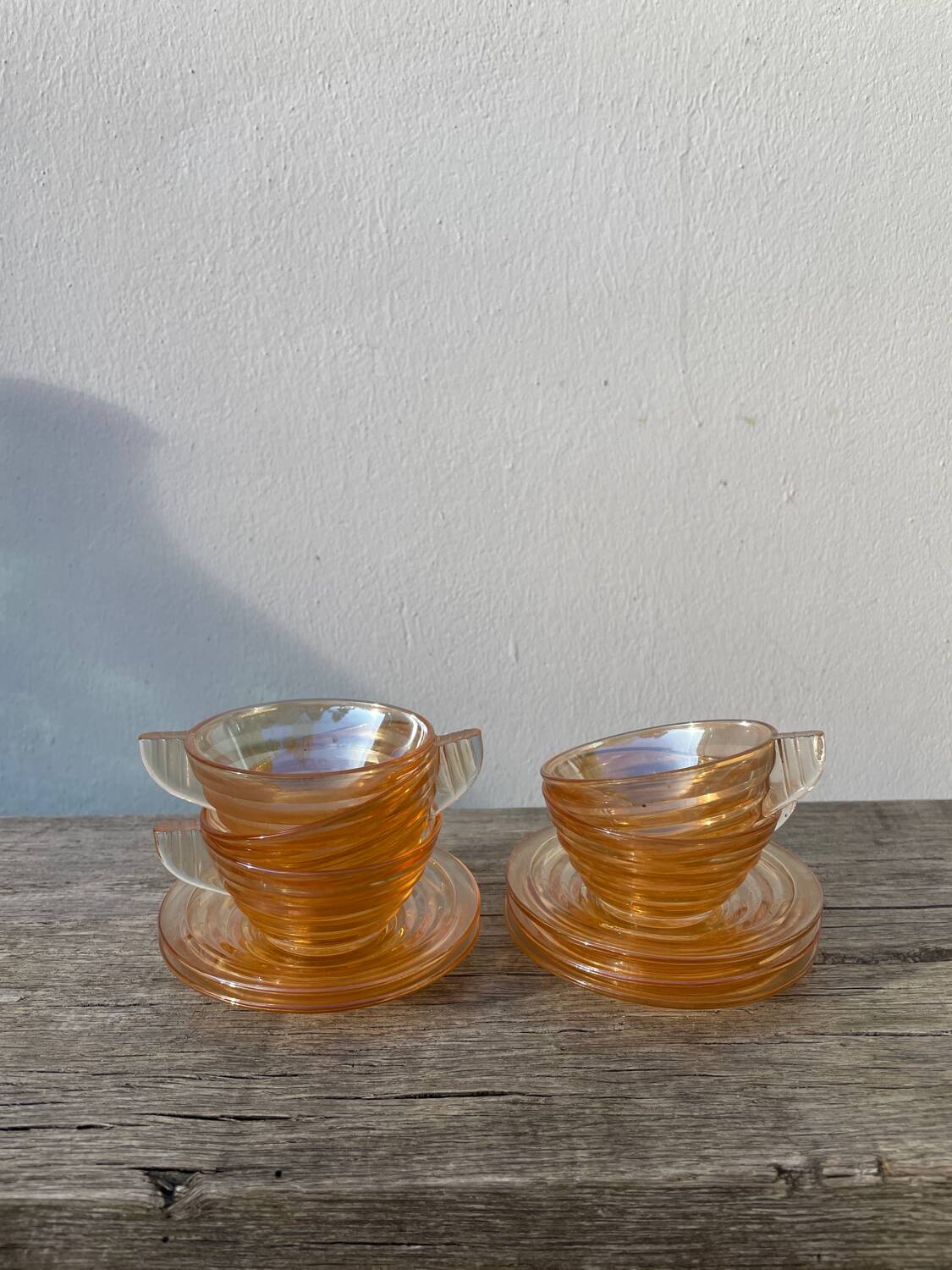 5 tasses à café en verre italiennes fumées Gondolo 