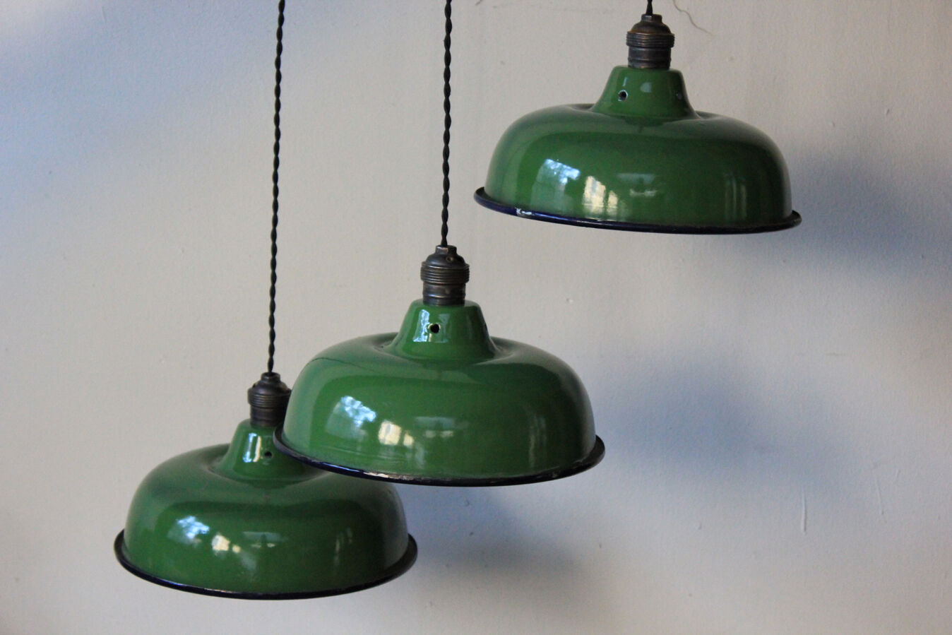 Abat jour emaillé lampe industrielle vert bouteille
