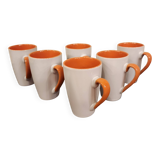 Set of 6 orange and white cups – 10 cl – perfect condition