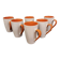 Set of 6 orange and white cups – 10 cl – perfect condition