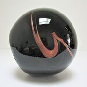 ball paperweight black and coppery glass paste Bob le Bleis glassware Maure Old vintage