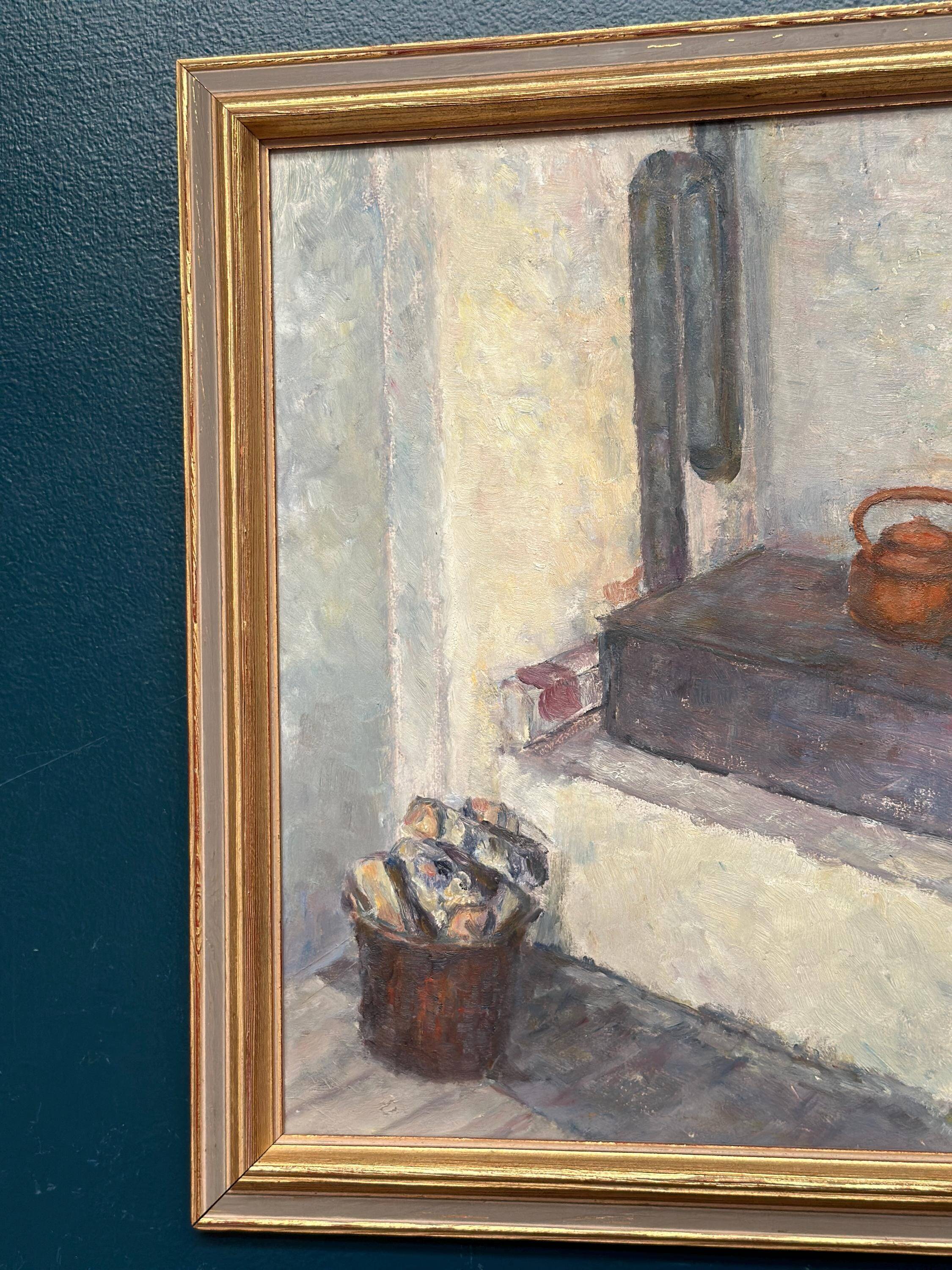 Original Swedish Oil on Panel – “Oven in the Studio” by Hanne Jönsson
