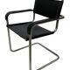 Set of 4 bauhaus cantilever chairs black leather and chrome design
