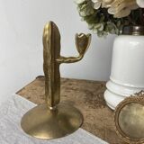 Brass candlestick, in the shape of a cactus