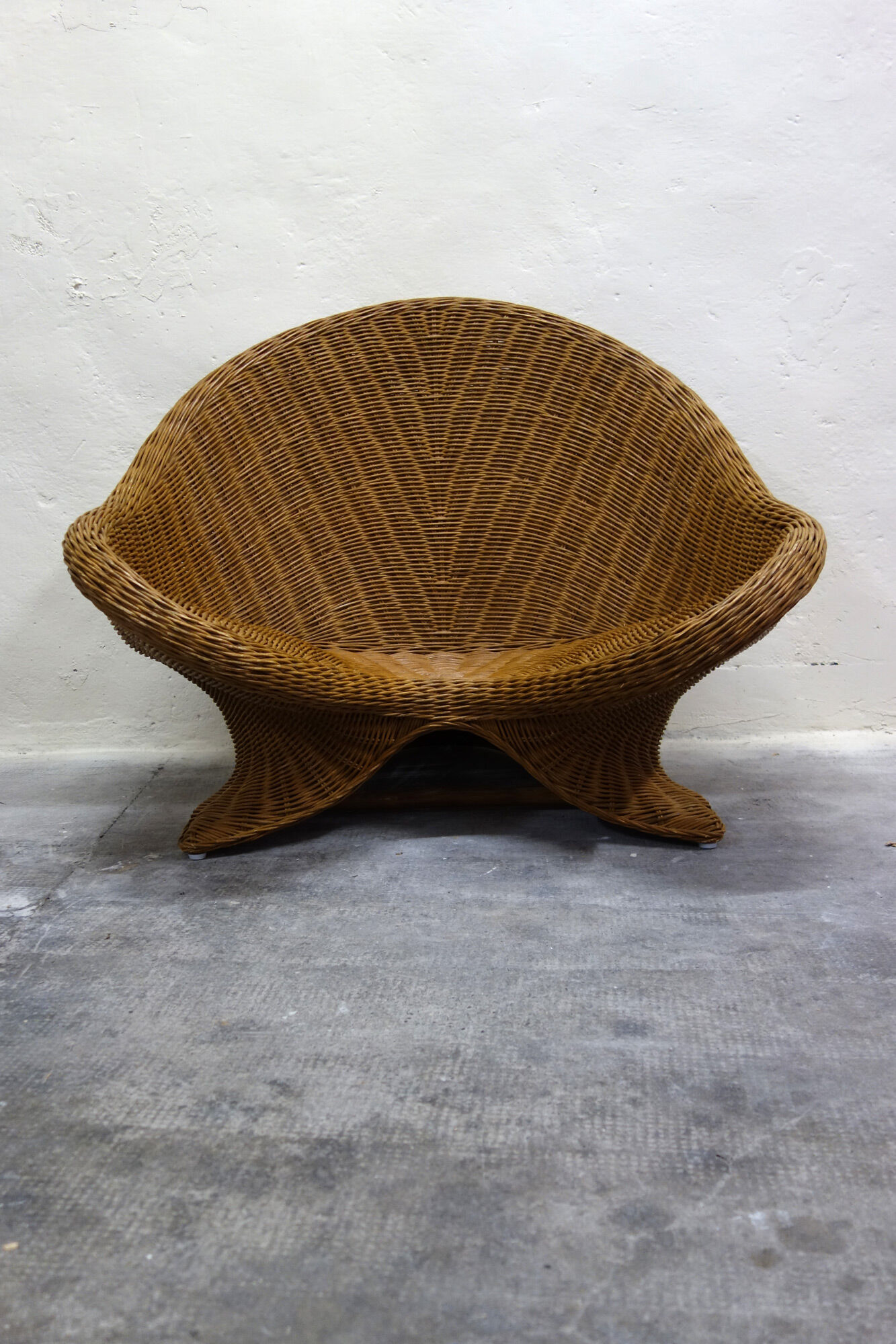 Meditation lotus armchair rattan braided 70s