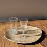 Large oval beige petrified wood dish or bowl D36x28 -3783