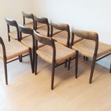 Set of 8 mid century chairs, model 75 by Niels Otto Møller