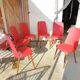 Lot de 6 chaises skaï rouges 1960 style scandinave