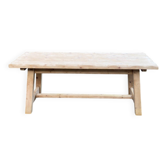 Georges Robert farmhouse table 1960 renovated in raw solid pine 200cm