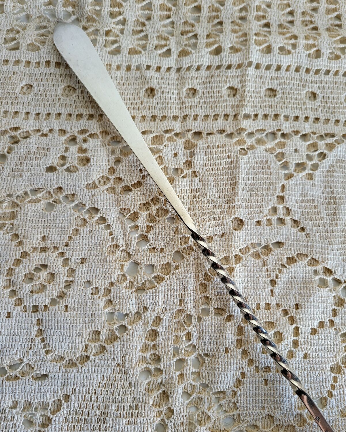 Punch ladle, cocktail, in silver-plated cherry metal.