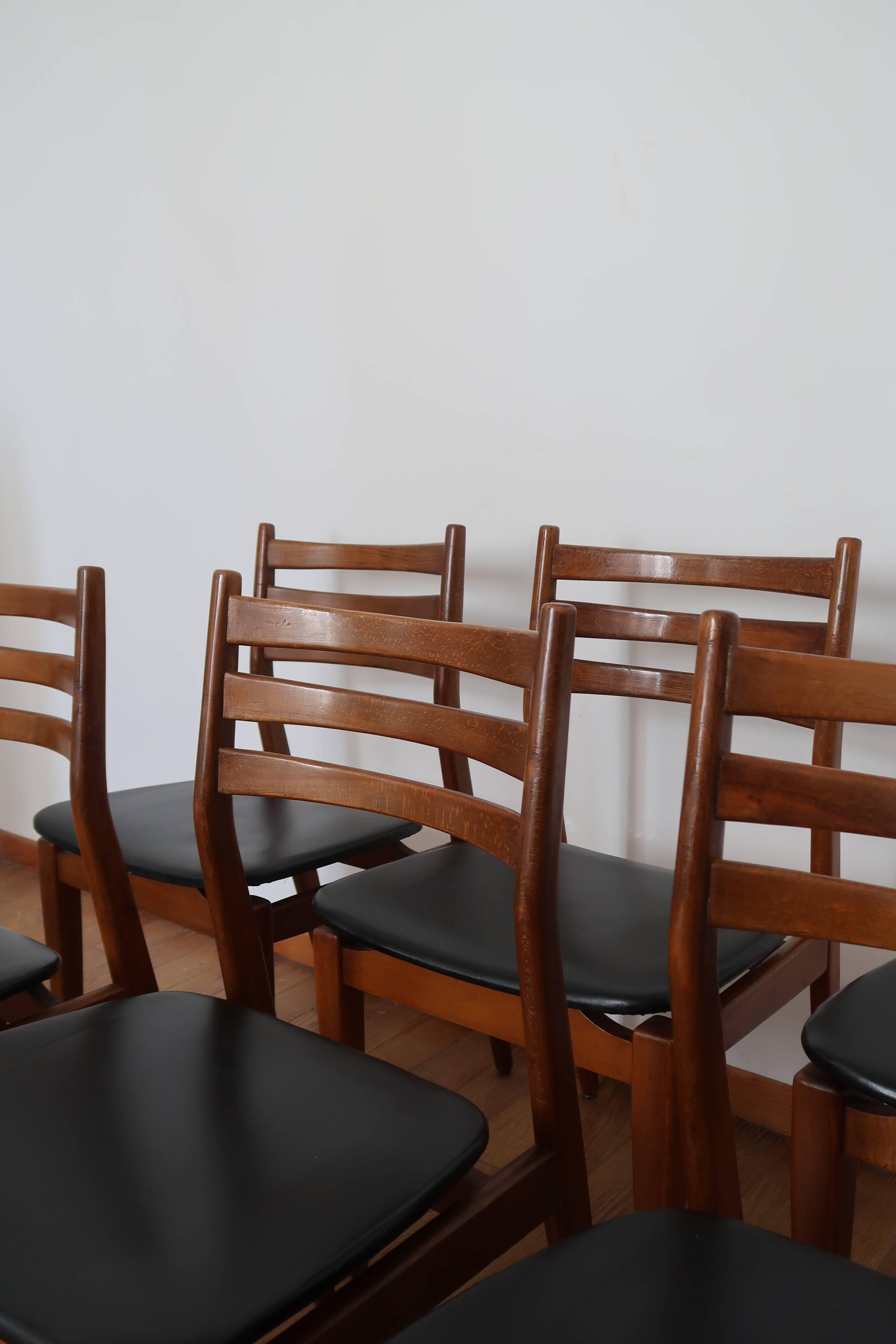 6 Scandinavian beech skai chairs
