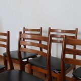 6 Scandinavian beech skai chairs