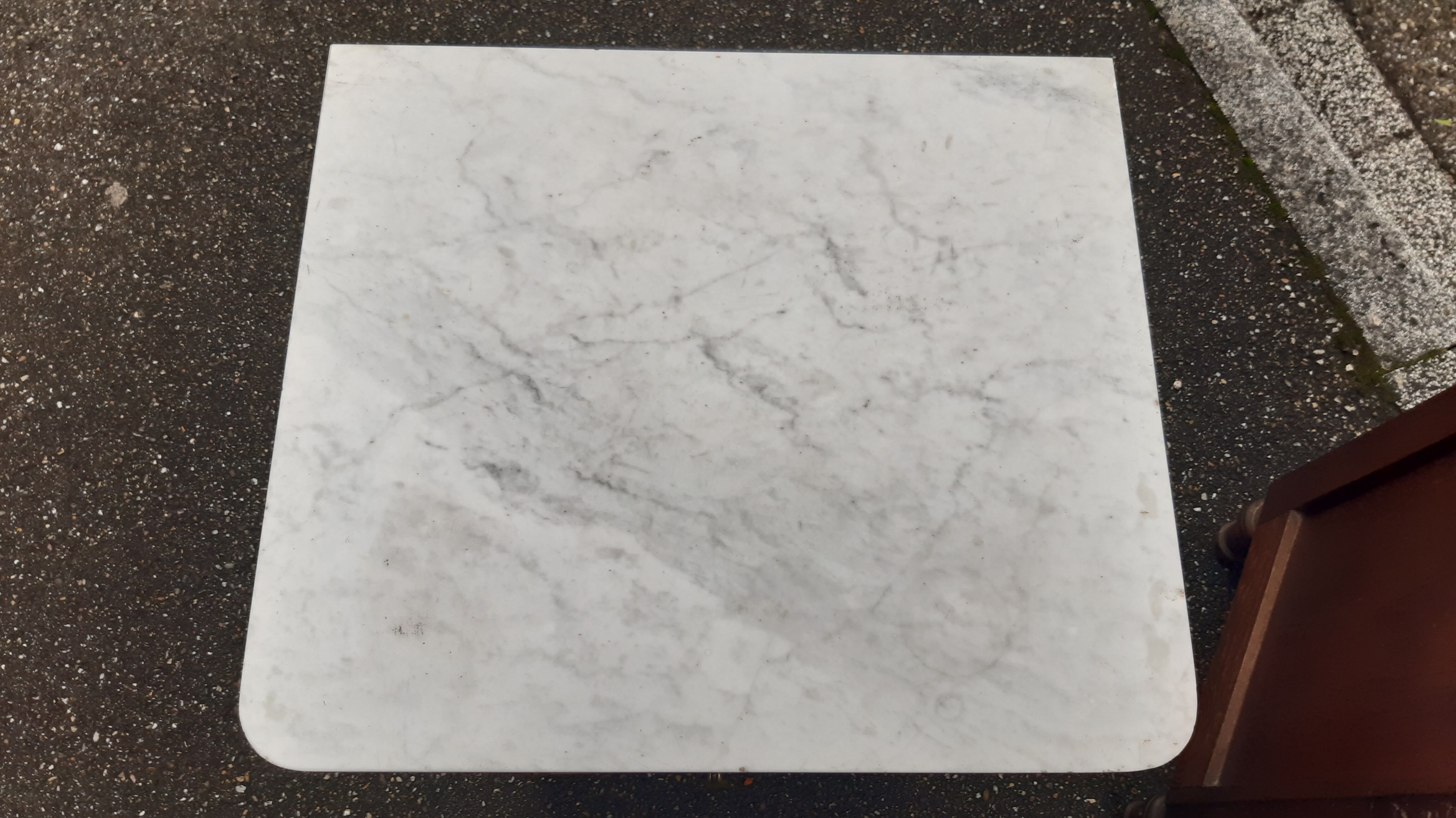 Solid oak and marble bedside tables