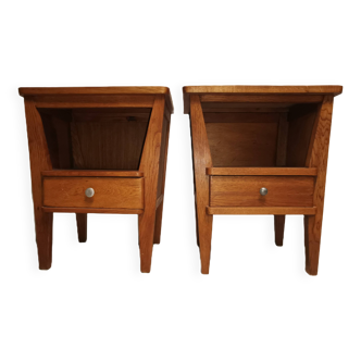 Pair of Vintage Modernist Design Bedside Tables France 50s 60s. end of sofa