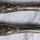 Art Nouveau salad servers in horn and silver metal