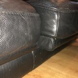 Pair of 2-seater sofas in black leather Roche & Bobois