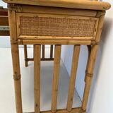 Bamboo and rattan dressing table, with mirror 50s-60s