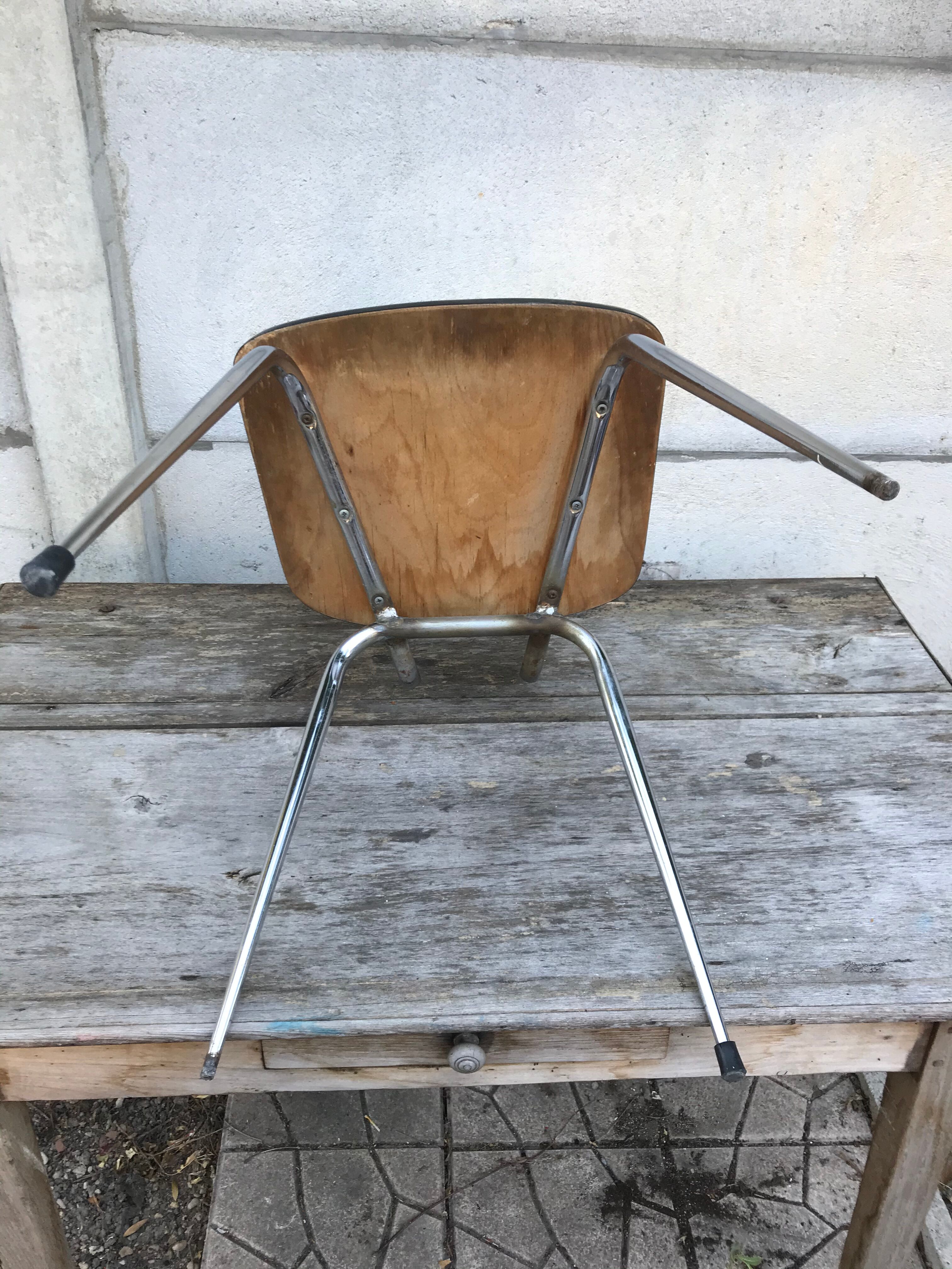 Former formica beige kitchen chair - feet compas metal chromé vintage