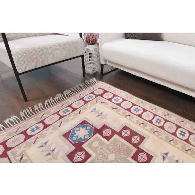 Vintage Turkish Oushak Handmade Wool Cotton Beige Area Rug 121x175