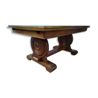 Table year 40 in solid oak in the manner of Victor Courtray