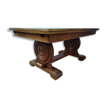 Table année 40 en chêne massif à la manière de Victor Courtray