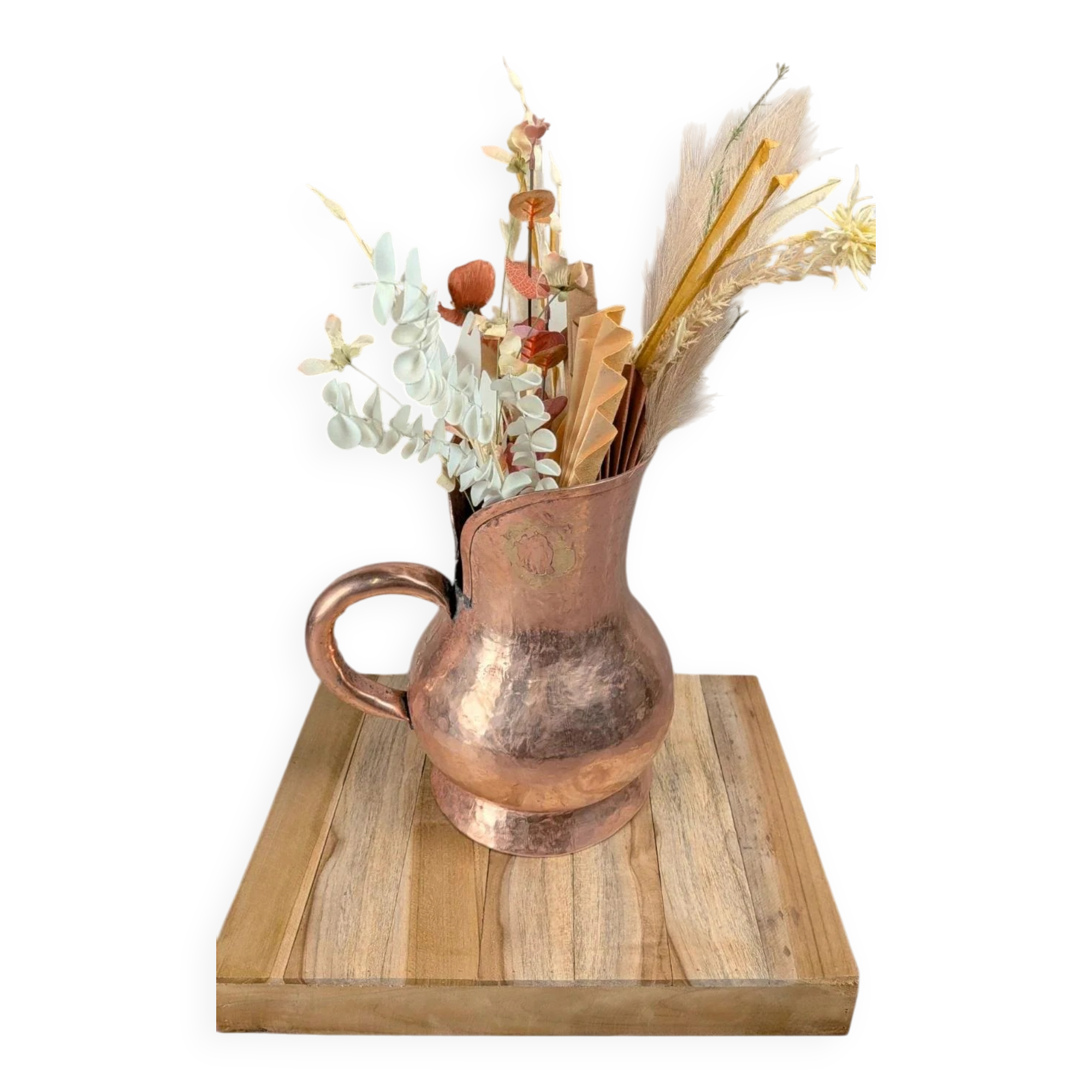 Antique hammered copper jug