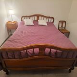 Double bed two places solid wood mahogany Louis XV style