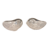 A set of beautiful rock crystal glass candle holders from Swedish Orrefors. Estimated 1970s.