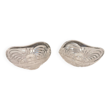 A set of beautiful rock crystal glass candle holders from Swedish Orrefors. Estimated 1970s.