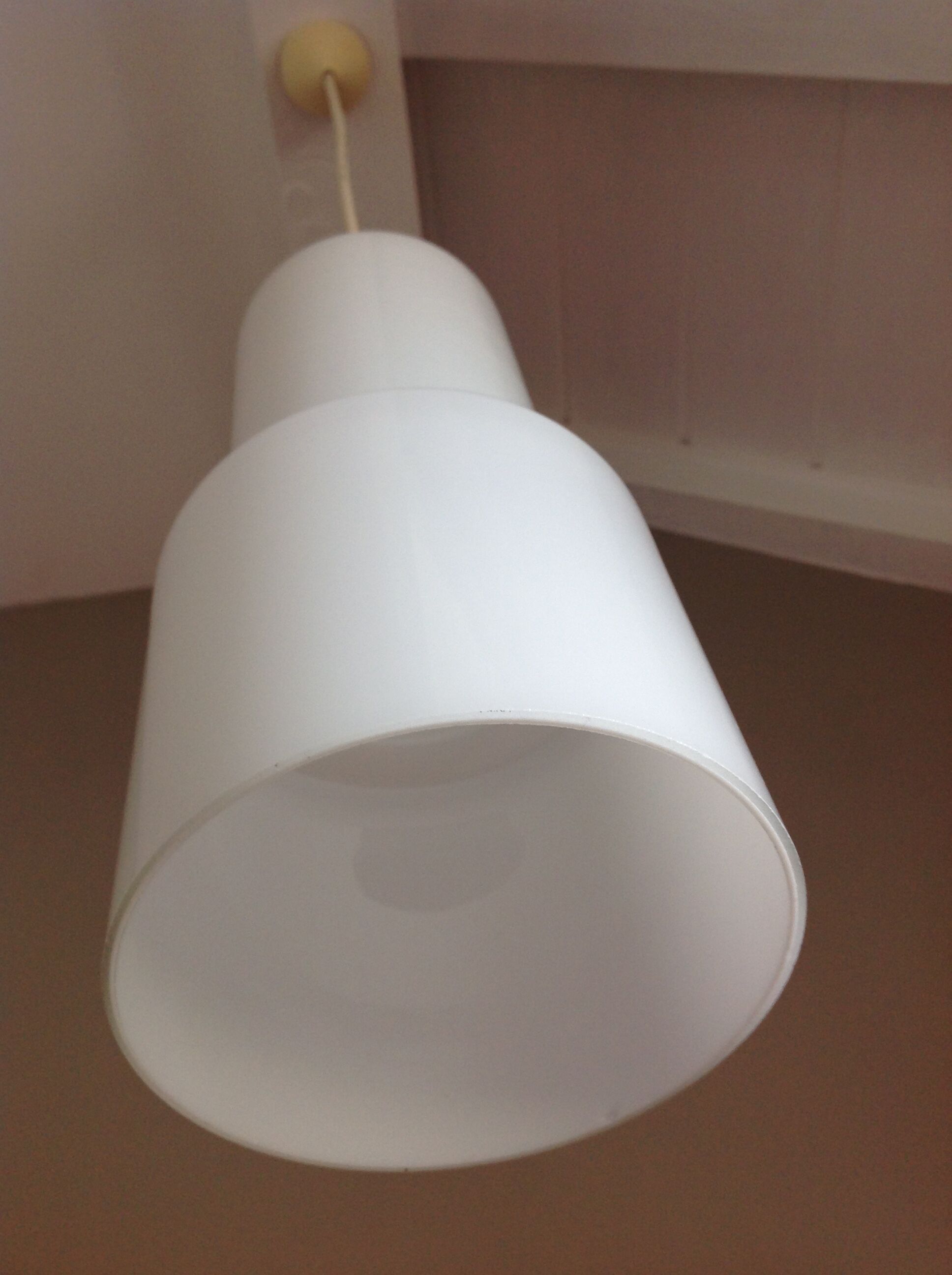 White opaline tube hanging lamp, vintage, 60s - 70s