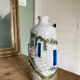 Handcrafted ceramic vase village scene Crete 70s