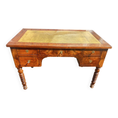Bureau Louis Philippe en noyer, dessus de cuir