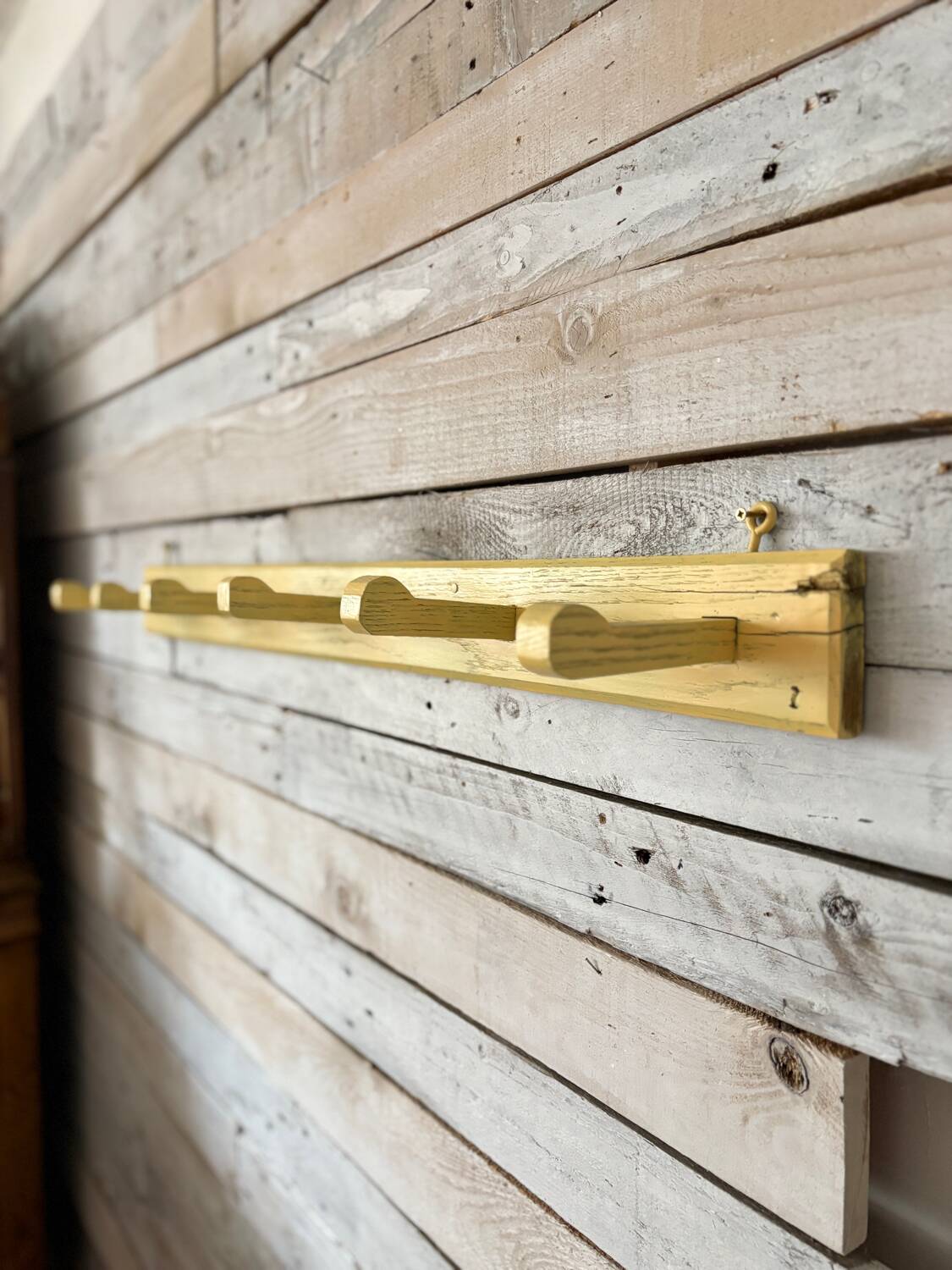 Antique lemon yellow coat hook