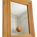 French Riviera Rattan Mirror in the Style of Vivai del Sud, France, 1960s