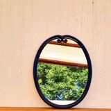 Miroir ovale bleu émaillé vintage