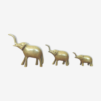 Trio éléphants en laiton