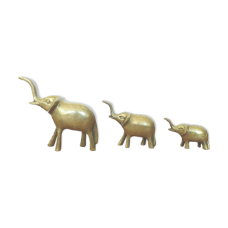 Trio brass elephants