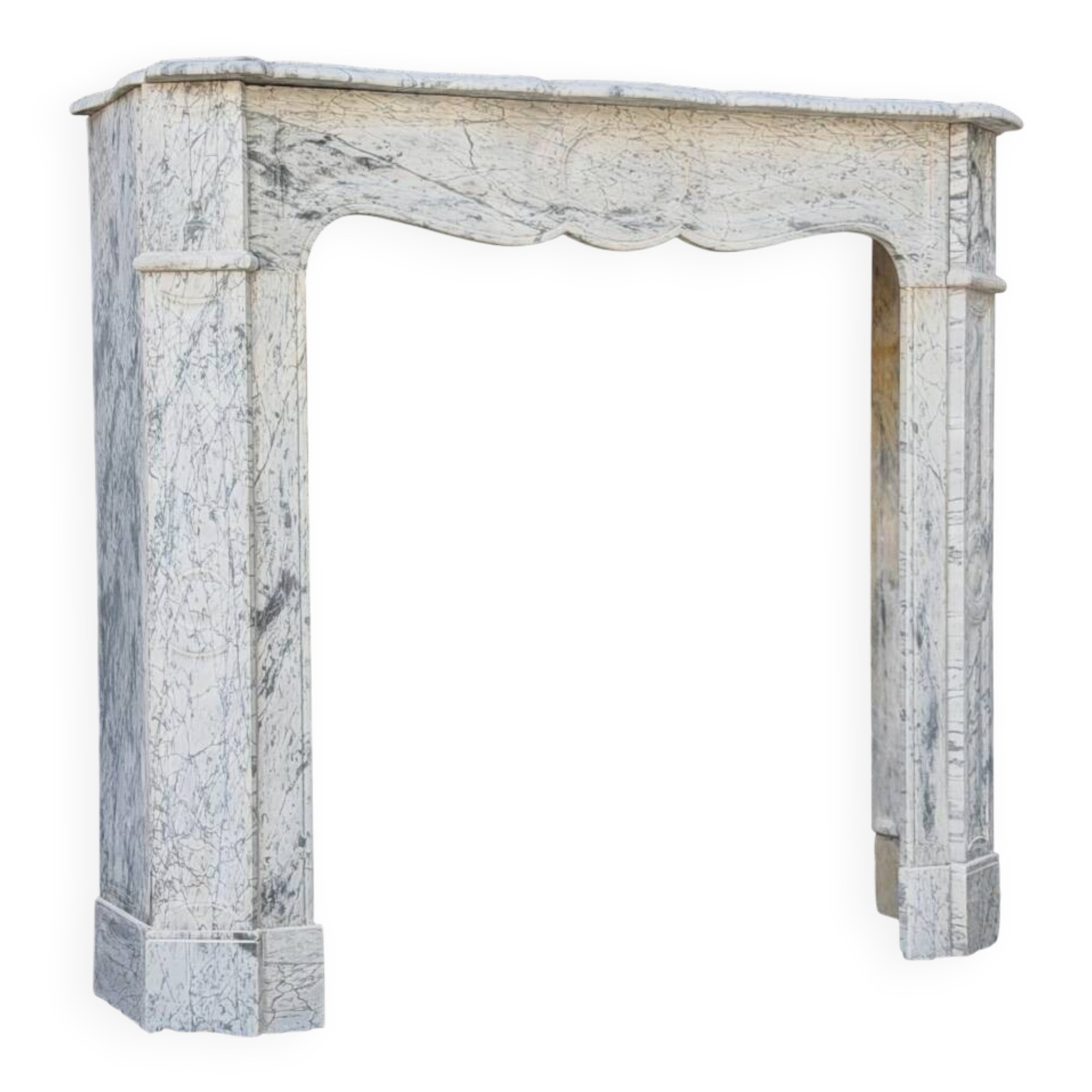 Pompadour model fireplace in blue Turquin marble from around 1880, one pair available.