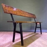 Farmhouse bench with backrest