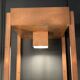 Vintage illuminated column shelf, copper steel, brutalist industrial design, ca 1970