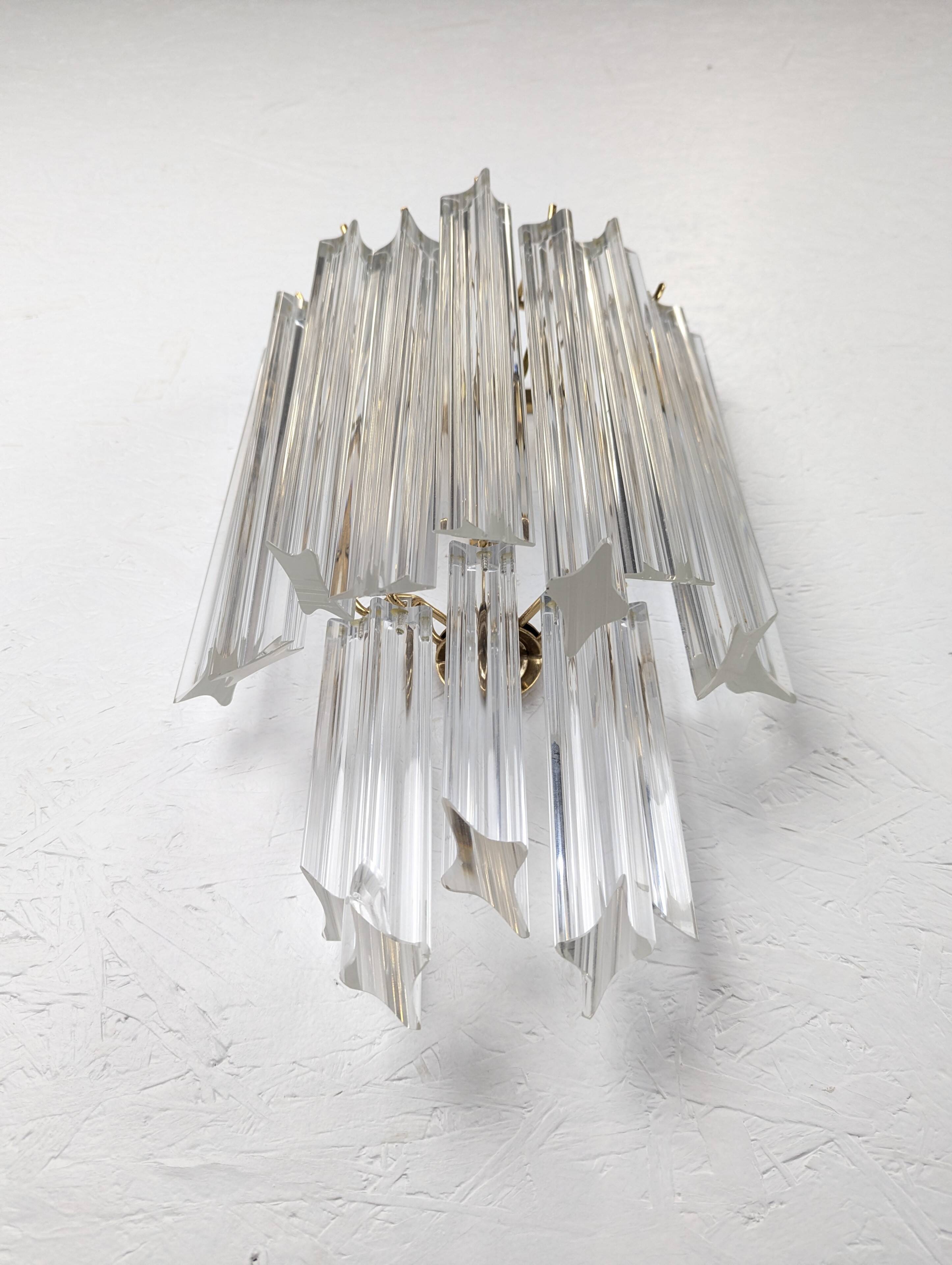 Brass and Murano wall light by Venini by Novaresi