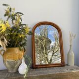 Vintage ethnic rattan mirror