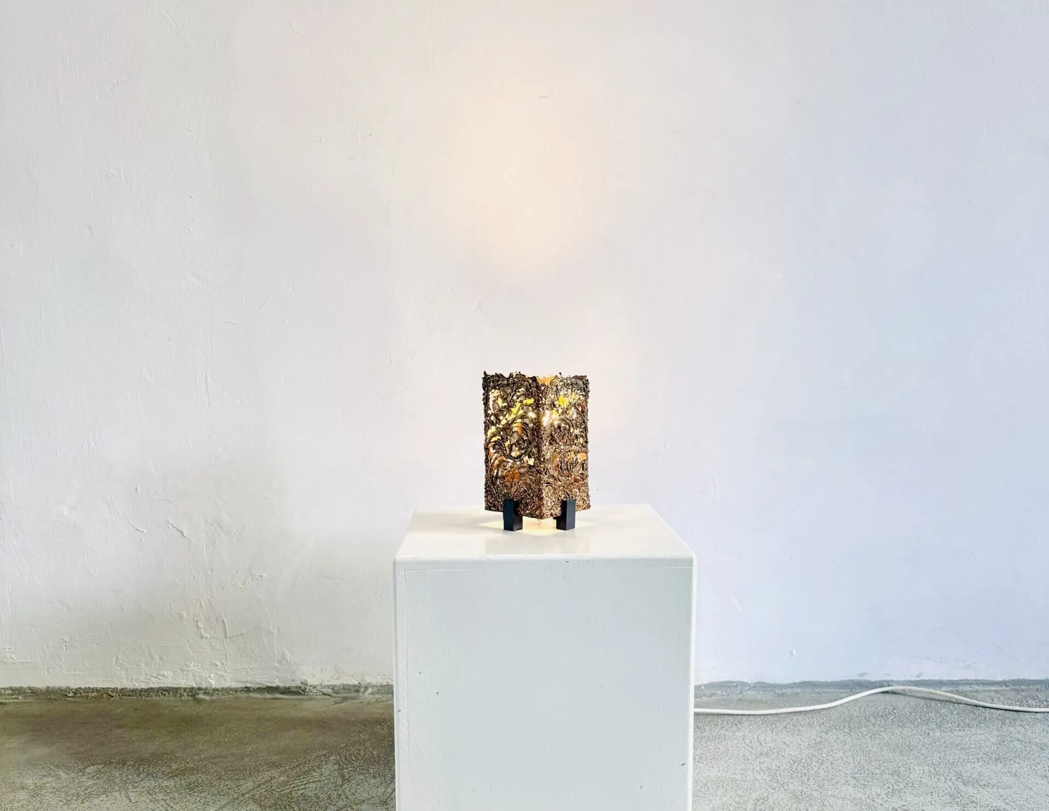 Brutalist Copper Table Lamp By Aimo Tukiainen For Oy Moonlight, Finland, 1970S