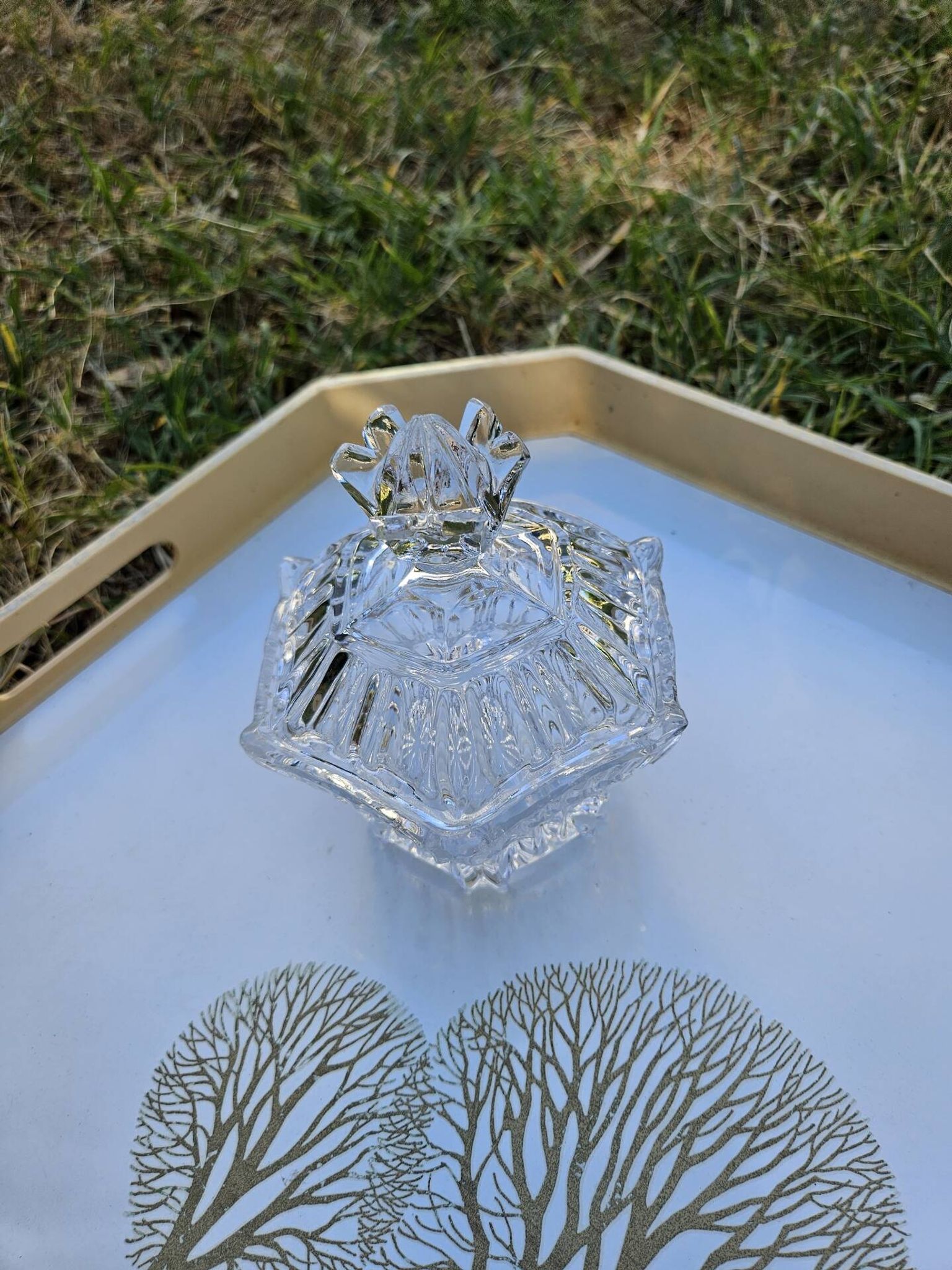 Sucrier en cristal taillé