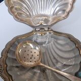 Silver-plated metal butter/shell caviar dish